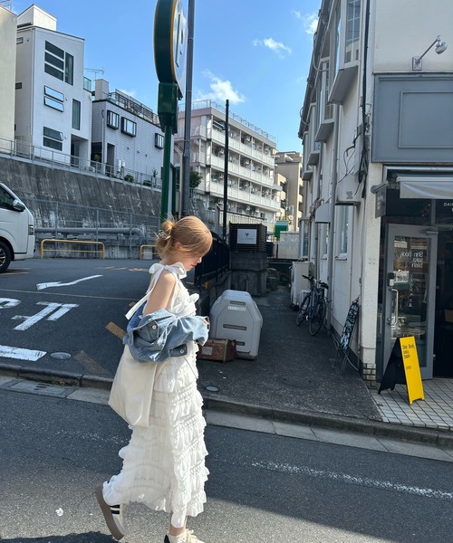 RiLi（リリ）の「肩リボンティアードキャミワンピ【RL】（ワンピース・レディース・ホワイト/ブラック/アイボリー・FREE）」の14枚目の写真