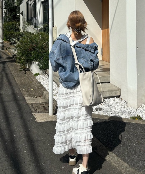 RiLi（リリ）の「肩リボンティアードキャミワンピ【RL】（ワンピース・レディース・ホワイト/ブラック/アイボリー・FREE）」の8枚目の写真