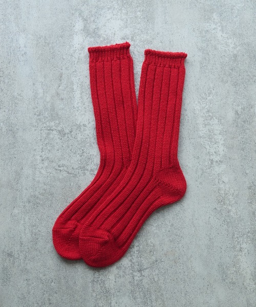bulle de savon（ビュルデサボン）の「バルキーウール rib socks（ソックス/靴下・レディース・ミント/ホワイト/レッド・FREE）」の3枚目の写真