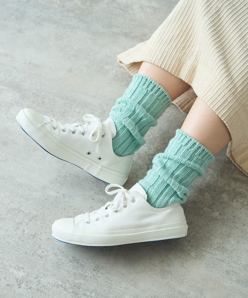 bulle de savon（ビュルデサボン）の「バルキーウール rib socks（ソックス/靴下・レディース・ミント/ホワイト/レッド・FREE）」の2枚目の写真