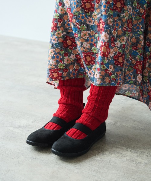 bulle de savon（ビュルデサボン）の「バルキーウール rib socks（ソックス/靴下・レディース・ミント/ホワイト/レッド・FREE）」の4枚目の写真