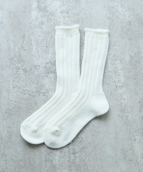 bulle de savon（ビュルデサボン）の「バルキーウール rib socks（ソックス/靴下・レディース・ミント/ホワイト/レッド・FREE）」の6枚目の写真