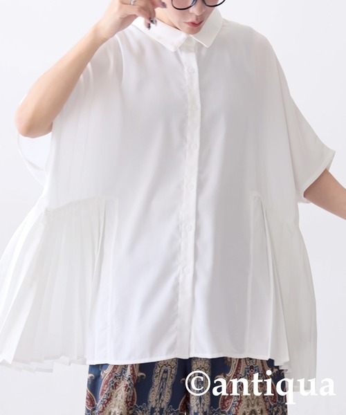 antiqua(アンティカ)の「ドルマンプリーツトップス(シャツ/ブラウス・レディース・オフホワイト/ブラック・P/R)」の22枚目の写真