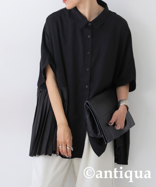 antiqua(アンティカ)の「ドルマンプリーツトップス(シャツ/ブラウス・レディース・オフホワイト/ブラック・P/R)」の9枚目の写真