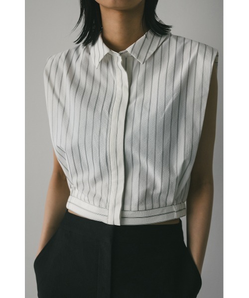 STYLEMIXER（スタイルミキサー）の「ストライプコンパクトシャツ（シャツ/ブラウス・レディース・ベージュ/ブラック/ホワイト・FREE）」の2枚目の写真