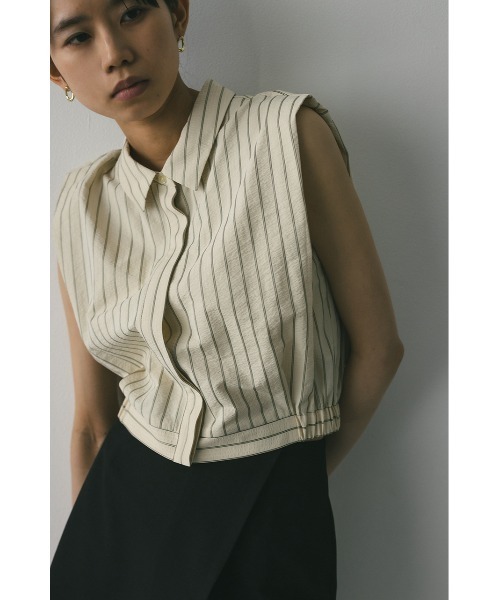 STYLEMIXER（スタイルミキサー）の「ストライプコンパクトシャツ（シャツ/ブラウス・レディース・ベージュ/ブラック/ホワイト・FREE）」の4枚目の写真