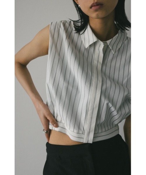 STYLEMIXER（スタイルミキサー）の「ストライプコンパクトシャツ（シャツ/ブラウス・レディース・ベージュ/ブラック/ホワイト・FREE）」の5枚目の写真