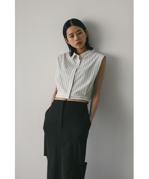 STYLEMIXER（スタイルミキサー）の「ストライプコンパクトシャツ（シャツ/ブラウス・レディース・ベージュ/ブラック/ホワイト・FREE）」の8枚目の写真