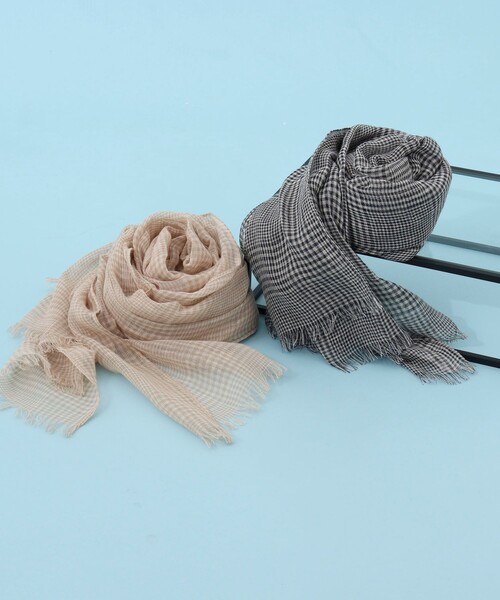 NOLLEY’S Sophi（ノーリーズソフィ）の「グレンチェックストール（ストール/ショール・レディース・ネイビー/ベージュ・FREE）」の10枚目の写真