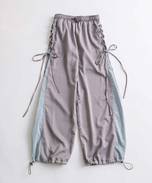 OLIVE des OLIVE（オリーブデオリーブ）の「【販売停止】バイカラーレースアップパンツ（その他パンツ・レディース・ピンク/グレー/ブラック・FREE）」の2枚目の写真
