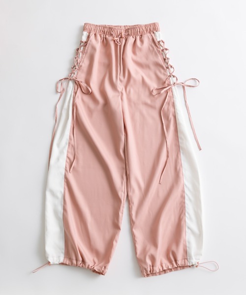 OLIVE des OLIVE（オリーブデオリーブ）の「【販売停止】バイカラーレースアップパンツ（その他パンツ・レディース・ピンク/グレー/ブラック・FREE）」の3枚目の写真