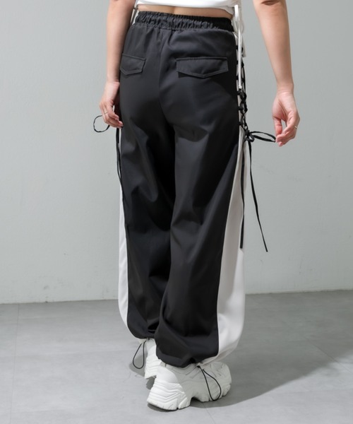 OLIVE des OLIVE（オリーブデオリーブ）の「【販売停止】バイカラーレースアップパンツ（その他パンツ・レディース・ピンク/グレー/ブラック・FREE）」の4枚目の写真