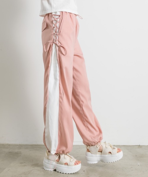 OLIVE des OLIVE（オリーブデオリーブ）の「【販売停止】バイカラーレースアップパンツ（その他パンツ・レディース・ピンク/グレー/ブラック・FREE）」の13枚目の写真