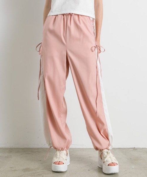 OLIVE des OLIVE（オリーブデオリーブ）の「【販売停止】バイカラーレースアップパンツ（その他パンツ・レディース・ピンク/グレー/ブラック・FREE）」の12枚目の写真