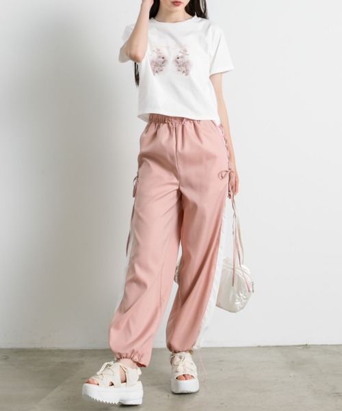 OLIVE des OLIVE（オリーブデオリーブ）の「【販売停止】バイカラーレースアップパンツ（その他パンツ・レディース・ピンク/グレー/ブラック・FREE）」の15枚目の写真