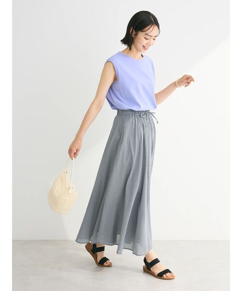 Green　Parks（グリーンパークス）の「汗染み防止ノースリーブプルオーバー（Tシャツ/カットソー・レディース・グレー系その他/サックスブルー/オフホワイト/ダークグレー・FREE）」の21枚目の写真