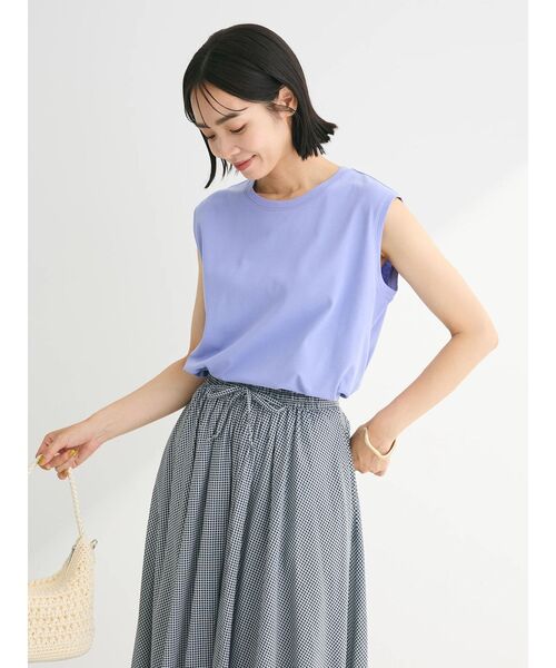 Green　Parks（グリーンパークス）の「汗染み防止ノースリーブプルオーバー（Tシャツ/カットソー・レディース・グレー系その他/サックスブルー/オフホワイト/ダークグレー・FREE）」の20枚目の写真