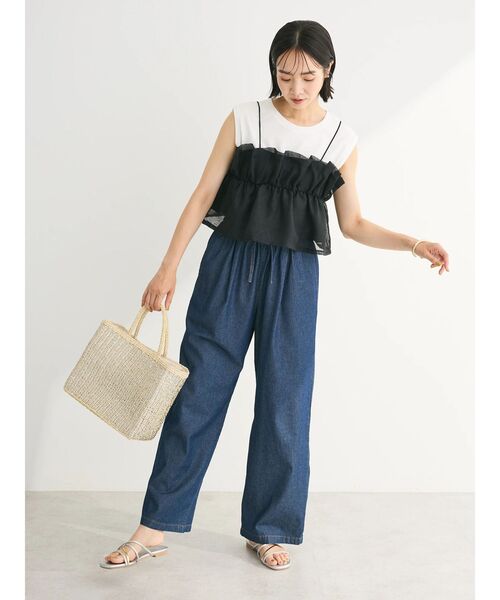 Green　Parks（グリーンパークス）の「汗染み防止ノースリーブプルオーバー（Tシャツ/カットソー・レディース・グレー系その他/サックスブルー/オフホワイト/ダークグレー・FREE）」の18枚目の写真