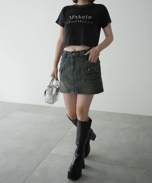 dispark（ディスパーク）の「DISPARK/カーゴミニデニムスカート（デニムスカート・レディース・ブラック系1/ブルー系1・FREE）」の8枚目の写真