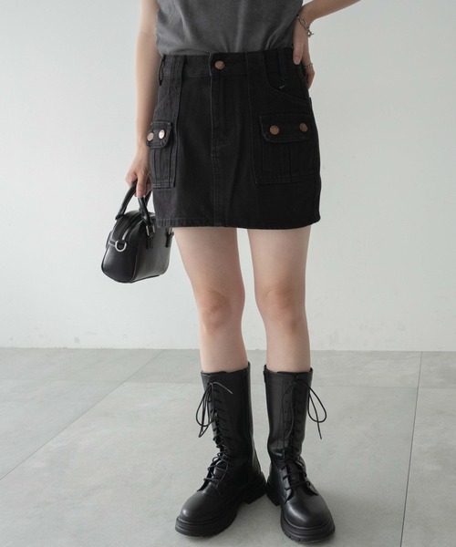 dispark（ディスパーク）の「DISPARK/カーゴミニデニムスカート（デニムスカート・レディース・ブラック系1/ブルー系1・FREE）」の9枚目の写真