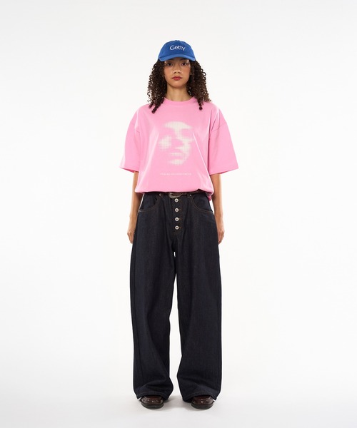 WISH FOR EVER（ウィッシュフォーエバー）の「DRAWCODE GRAPHIC FACE T/ドローコードグラフィックフェイスT（Tシャツ/カットソー・メンズ・ネイビー/ホワイト/ブラック/ピンク/レッド・LARGE/MEDIUM）」の18枚目の写真