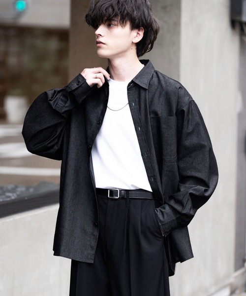 Rocky Monroe(ロッキーモンロー)の「レギュラーカラーオーバーサイズデニムシャツ(シャツ/ブラウス・メンズ・ブラック/ブルー/インディゴブルー・L/M/XL)」の4枚目の写真