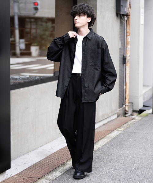Rocky Monroe(ロッキーモンロー)の「レギュラーカラーオーバーサイズデニムシャツ(シャツ/ブラウス・メンズ・ブラック/ブルー/インディゴブルー・L/M/XL)」の6枚目の写真