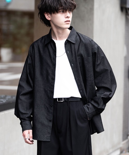 Rocky Monroe(ロッキーモンロー)の「レギュラーカラーオーバーサイズデニムシャツ(シャツ/ブラウス・メンズ・ブラック/ブルー/インディゴブルー・L/M/XL)」の8枚目の写真