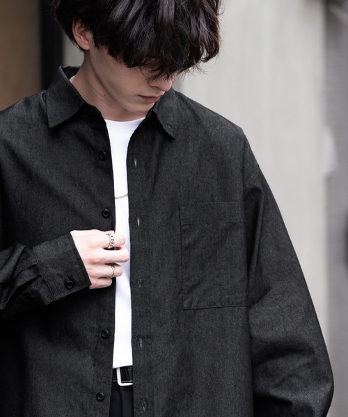 Rocky Monroe(ロッキーモンロー)の「レギュラーカラーオーバーサイズデニムシャツ(シャツ/ブラウス・メンズ・ブラック/ブルー/インディゴブルー・L/M/XL)」の9枚目の写真