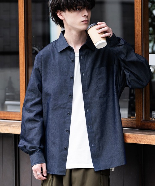 Rocky Monroe(ロッキーモンロー)の「レギュラーカラーオーバーサイズデニムシャツ(シャツ/ブラウス・メンズ・ブラック/ブルー/インディゴブルー・L/M/XL)」の11枚目の写真