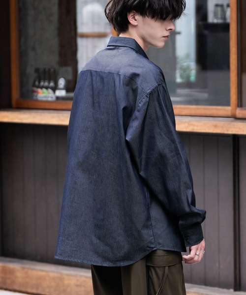 Rocky Monroe(ロッキーモンロー)の「レギュラーカラーオーバーサイズデニムシャツ(シャツ/ブラウス・メンズ・ブラック/ブルー/インディゴブルー・L/M/XL)」の14枚目の写真