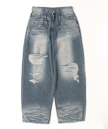Chikashitsu + | ストリートファッション Chikashitsu＋ チカシツプラス clash washed denim pants クラッシュウォッシュドデニムパンツ ダメージデニムパンツ ワイドデニムパンツ オーバーサイズ ジーンズ ジーパン 韓国ファッション 韓国ストリート(デニムパンツ)