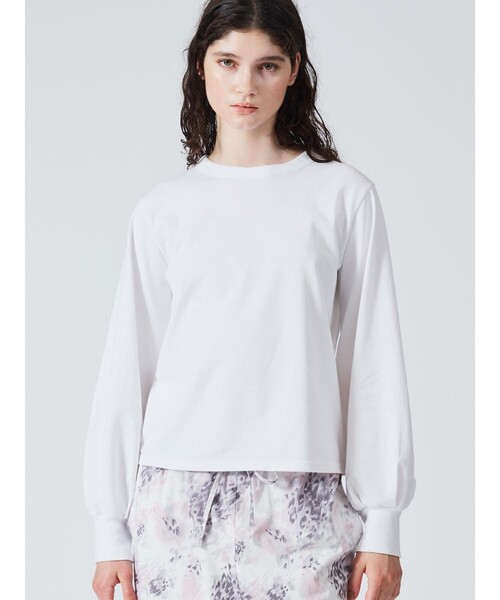 mizuiroind(ミズイロインド)の「mizuiro ind パフスリーブロングT(Tシャツ/カットソー・レディース・キナリ/ネイビー/ホワイト/ブラック/グレー/チャコールグレー・FREE)」の2枚目の写真
