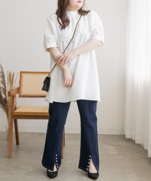 CLETTE(クレット)の「バックリボンチュニックブラウス(シャツ/ブラウス・レディース・ブラック/ブルー/オフホワイト・4L/3L/LL)」の5枚目の写真