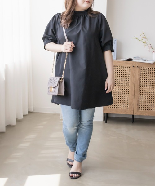 CLETTE(クレット)の「バックリボンチュニックブラウス(シャツ/ブラウス・レディース・ブラック/ブルー/オフホワイト・4L/3L/LL)」の14枚目の写真