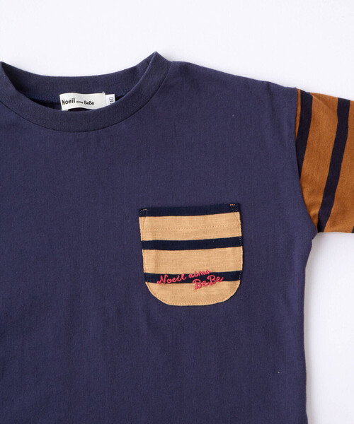 Noeil aime BeBe(ノイユエイムベベ)の「バスクボーダー配色Tシャツ(90~130cm)(Tシャツ/カットソー・キッズ・ネイビー系/ベージュ系・80cm/90cm/100cm/110cm/120cm/130cm)」の9枚目の写真