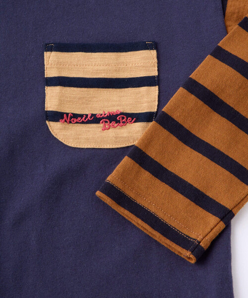 Noeil aime BeBe(ノイユエイムベベ)の「バスクボーダー配色Tシャツ(90~130cm)(Tシャツ/カットソー・キッズ・ネイビー系/ベージュ系・80cm/90cm/100cm/110cm/120cm/130cm)」の11枚目の写真