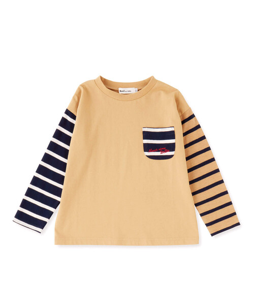Noeil aime BeBe(ノイユエイムベベ)の「バスクボーダー配色Tシャツ(90~130cm)(Tシャツ/カットソー・キッズ・ネイビー系/ベージュ系・80cm/90cm/100cm/110cm/120cm/130cm)」の12枚目の写真