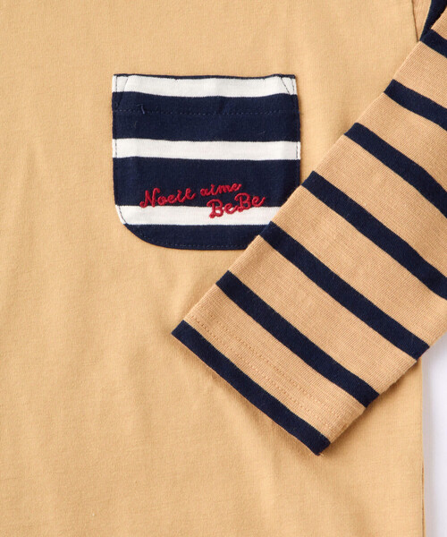 Noeil aime BeBe(ノイユエイムベベ)の「バスクボーダー配色Tシャツ(90~130cm)(Tシャツ/カットソー・キッズ・ネイビー系/ベージュ系・80cm/90cm/100cm/110cm/120cm/130cm)」の16枚目の写真