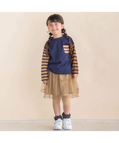 Noeil aime BeBe(ノイユエイムベベ)の「バスクボーダー配色Tシャツ(90~130cm)(Tシャツ/カットソー・キッズ・ネイビー系/ベージュ系・80cm/90cm/100cm/110cm/120cm/130cm)」の19枚目の写真