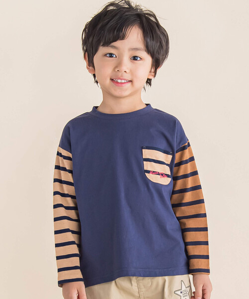 Noeil aime BeBe(ノイユエイムベベ)の「バスクボーダー配色Tシャツ(90~130cm)(Tシャツ/カットソー・キッズ・ネイビー系/ベージュ系・80cm/90cm/100cm/110cm/120cm/130cm)」の18枚目の写真