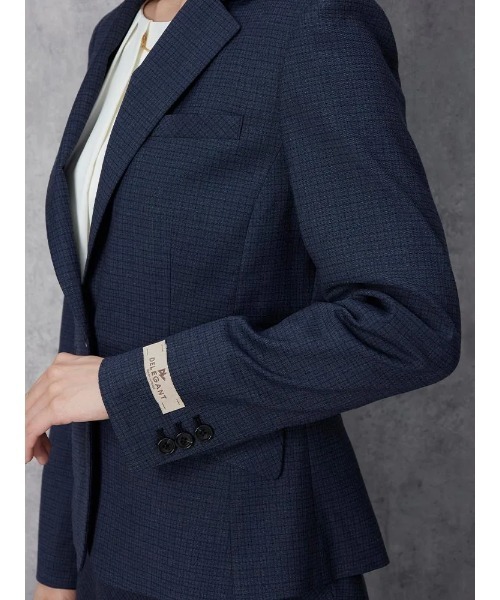 Perfect Suit FActory（パーフェクトスーツファクトリー）の「デレガントスーツ　ミニチェック　ジャケット　ネイビー/ブラウン【ストレッチ】【マシンウォッシャブル】【スリム】（スーツジャケット・レディース・ネイビー/ブラウン・13号/11号/9号/7号）」の16枚目の写真