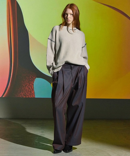 メゾンスペシャル エンブロイダリー ダメージ プライム オーバー ニット セール】《UNISEX》Embroidery Damage Prime-Over Crew Neck Knit