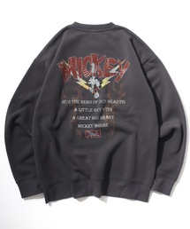 Disney/ディズニー ミッキーマウス オーバーサイズ 裏起毛 ピグメント風 ヴィンテージライク ロックテイスト スウェット トレーナー/レディース メンズ