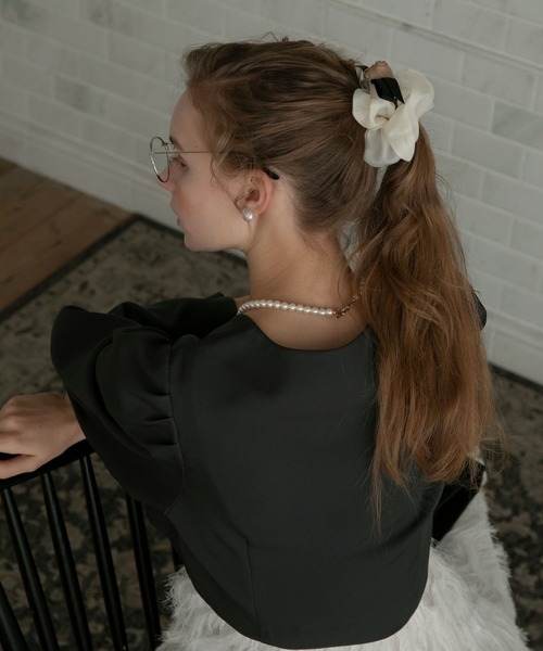 BONLECILL noir（ボンルシールノワール）の「【BONLECILL noir】ローズモチーフリボンシュシュ（シュシュ・レディース・アイボリー・FREE）」の7枚目の写真