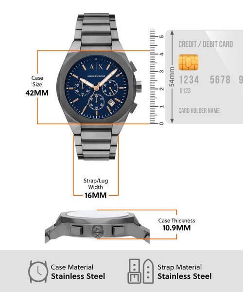 ARMANI EXCHANGE(アルマーニエクスチェンジ)の「アルマーニ・エクスチェンジ 腕時計 メンズ アナログ ステンレス AX4182(アナログ腕時計・メンズ・ガンメタ・FREE)」の7枚目の写真