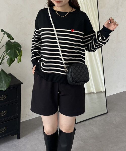 prose verse（プロズヴェール）の「ハート刺繍ボートネックボーダー