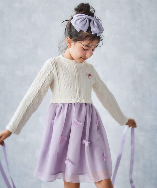 SLAP SLIP(スラップスリップ)の「お花付きキラキララメオーガンジースカートドッキングワンピース(80~140cm)(ワンピース・キッズ・オフホワイト/ベージュ・80cm/140cm/90cm/130cm/110cm/120cm/100cm)」の6枚目の写真