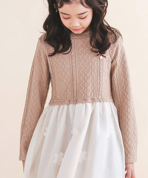 SLAP SLIP(スラップスリップ)の「お花付きキラキララメオーガンジースカートドッキングワンピース(80~140cm)(ワンピース・キッズ・オフホワイト/ベージュ・80cm/140cm/90cm/130cm/110cm/120cm/100cm)」の11枚目の写真