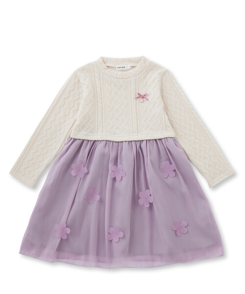 SLAP SLIP(スラップスリップ)の「お花付きキラキララメオーガンジースカートドッキングワンピース(80~140cm)(ワンピース・キッズ・オフホワイト/ベージュ・80cm/140cm/90cm/130cm/110cm/120cm/100cm)」の12枚目の写真